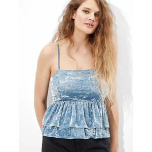 Aeo Blue Velvet Tank Top w/ Adj. Straps - Size S